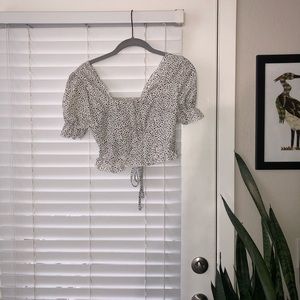 White Polka Dot Cropped Blouse